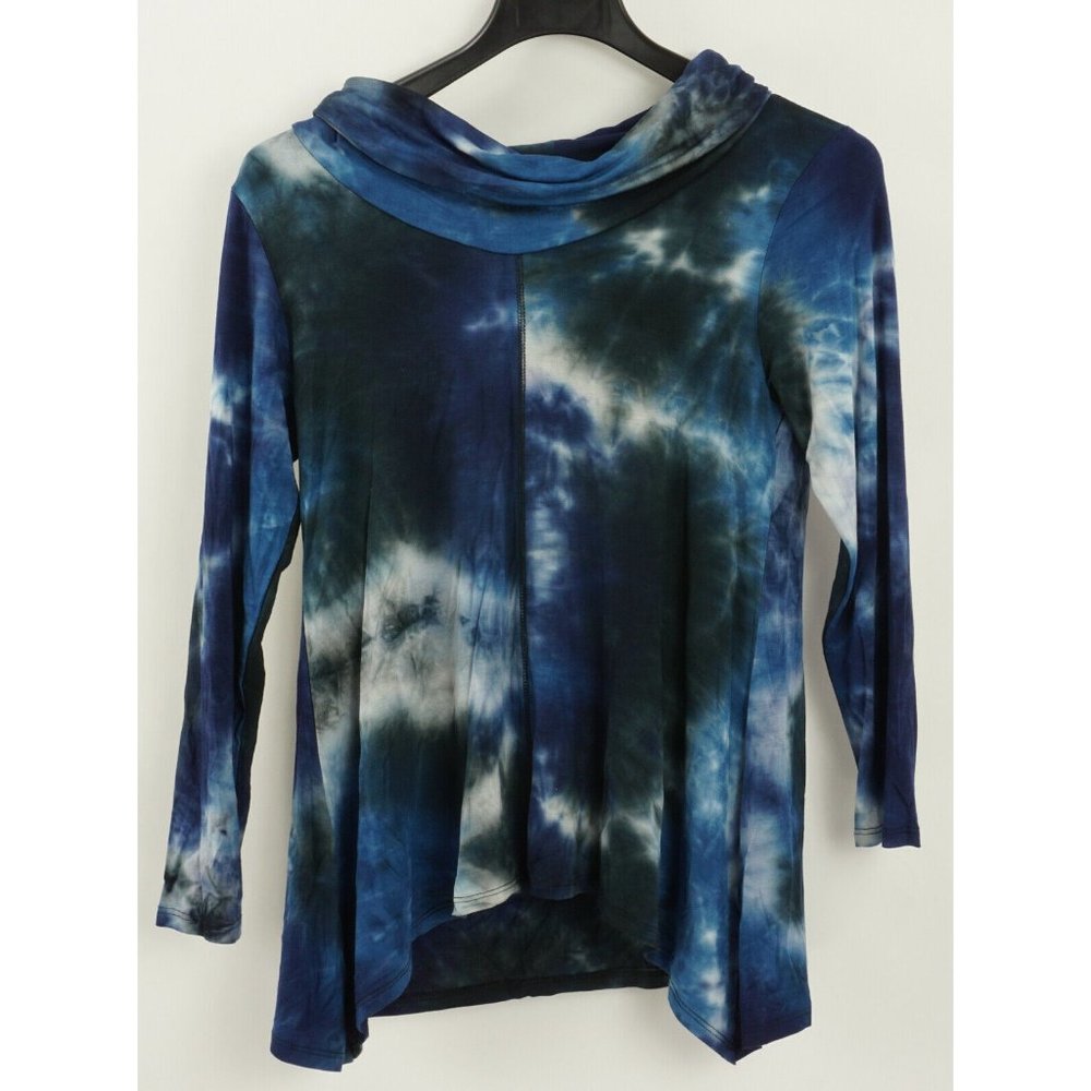 NWOT Forgotten Grace Women's XS Blue White Tie Dye Lightweight Cowl Neck Sweater